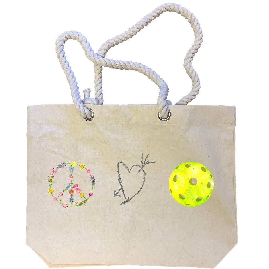 Peace Love Pickleball No Words Tote Bag