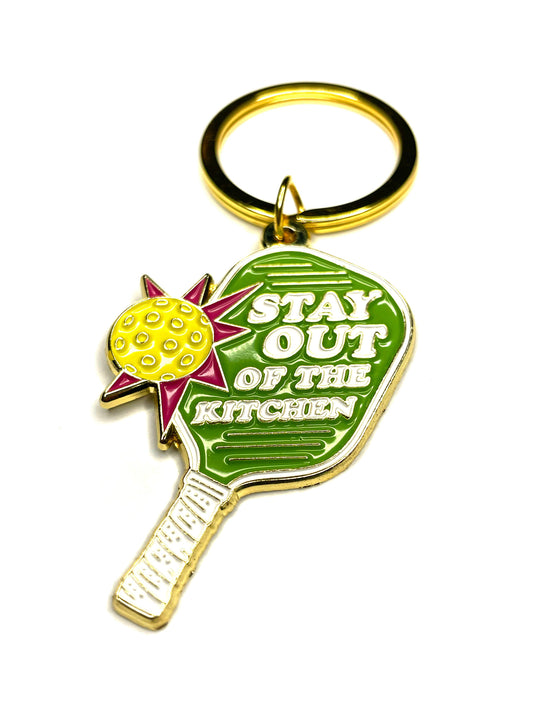 Stay Out Of The Kitchen PickleBall Enamel Keychain gift