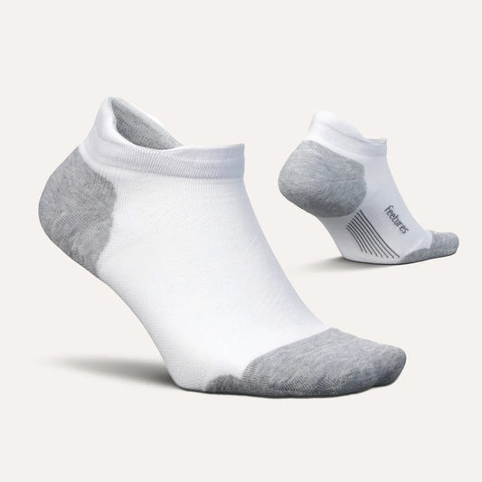 Feetures - Elite No Show Tab  Athletic Socks- Basic White