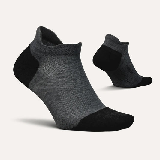 Feetures - Elite Max Cushion No Show Tab Athletic Socks- Gray